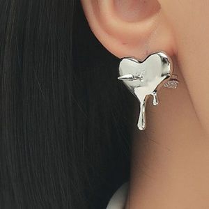 💜 Heart Arrow Dripping Melting Earrings 🏹